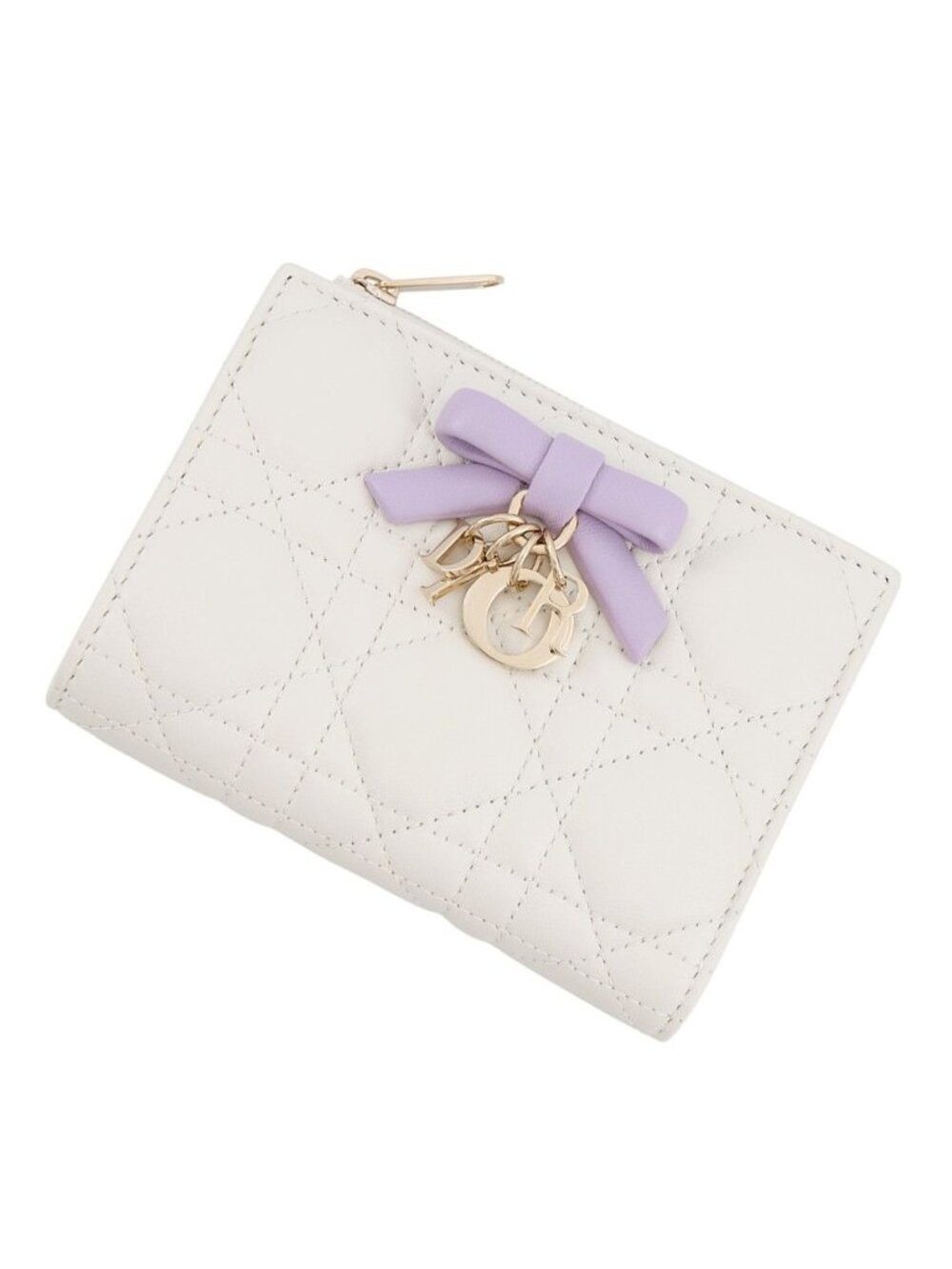 Dior Bifold Wallet Lady Dior Dahlia Cannage Lambskin White